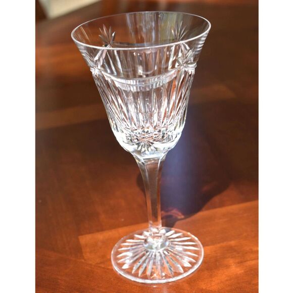 Vintage Cut Crystal Claret Wine Glass Starburst Base European Lead Crystal - Picture 2 of 6